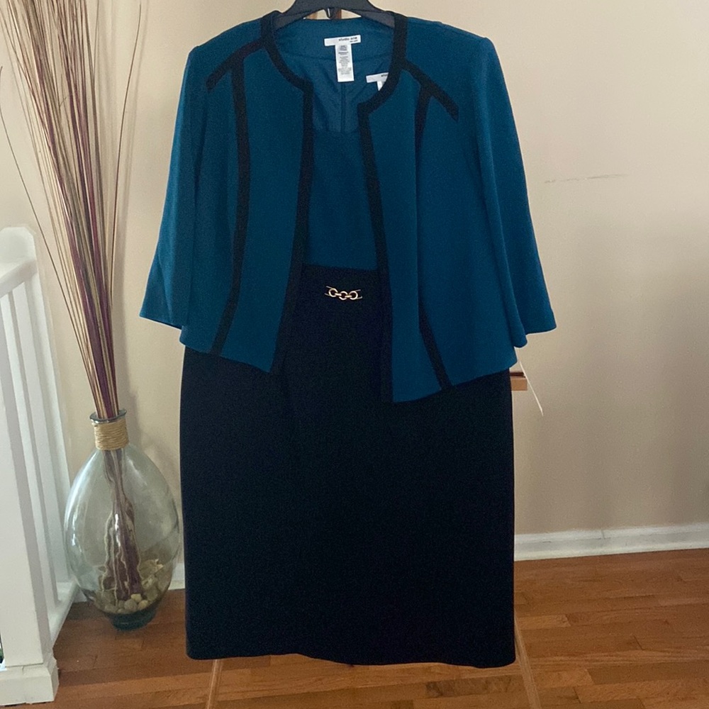 Black and teal dress with jacket